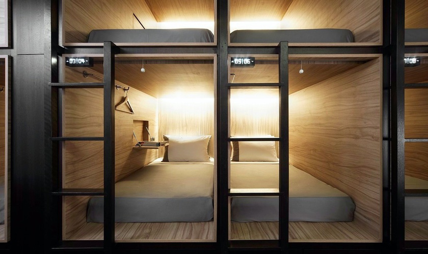 Front entry single pod  The POD Boutique Capsule Hotel Singapore