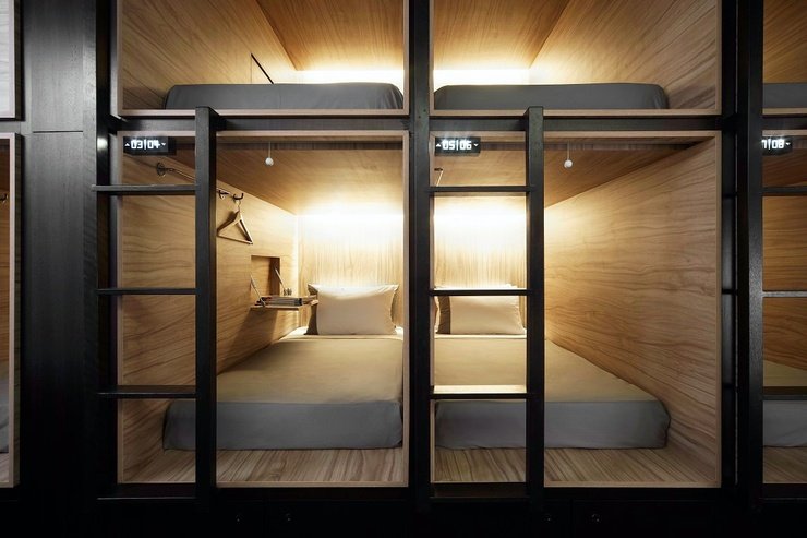 Front entry single pod  The POD Boutique Capsule Hotel Singapore