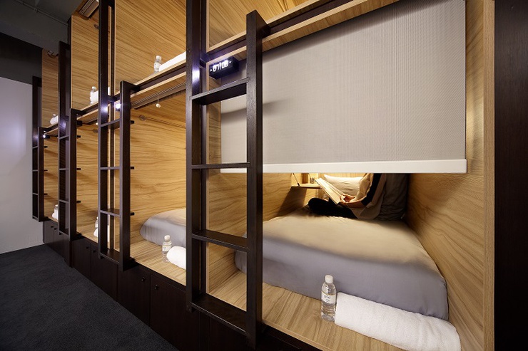 Front entry single pod  The POD Boutique Capsule Hotel Singapore